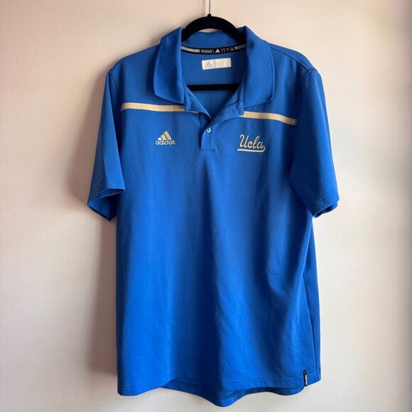 Adidas UCLA Bruins Polo Shirt Mens Size Large Blue Short Sleeve - Picture 1 of 5